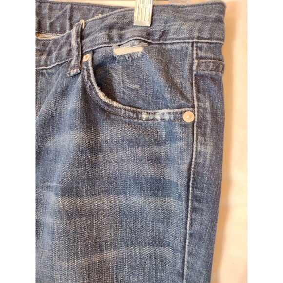 Vintage Gap 1969 Real Straight Distressed Ripped Blue Jeans 100% Cotton 32T - Picture 7 of 16